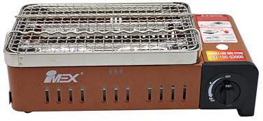 IMEX Camping Gasgrill – Reisegrill mit Transporttasche, Tragbarer BBQ Tischgrill für Butangas, Ideal für Reisen, Camping & Outdoor Barbecue BDZ-Q3000