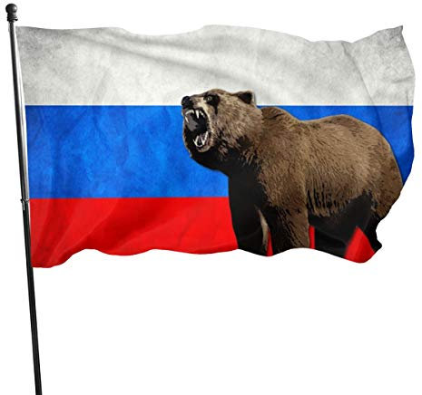 Bandera rusa con oso bandera de jardín de 3 x 5 pies, bandera decorativa duradera para casa, patio, decoración de casa al aire libre, celebración de temporada, bandera de jardín para jardín al aire