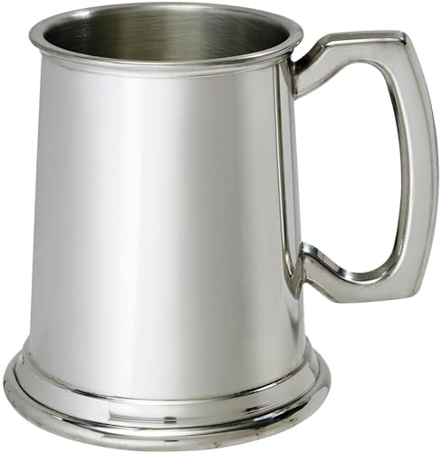 I LUV LTD Étain Chope Demi-Pinte Plaine Corps Pur Poignée carrée Bière Chope Cadeaux Personnalisés pour Hommes et Femmes