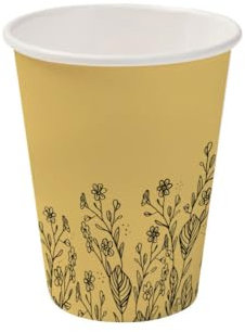 BIOZOYG 50 pièces 200 ml / 8 oz gobelets carton imprimé 'fleurs sauvages' Ø 80 mm | écologique, recyclable & estival | gobelets jetables