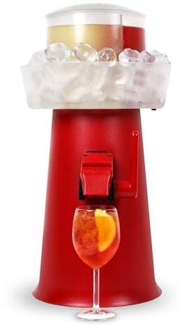 Sprizzer - Sprizzer Machine per lo Spritz, Dispenser con Miscelatore per Aperitivo e Aperol Spritz, Contenitore per Ghiaccio, 3L, Erogatore Manuale senza Elettricità o Batterie, Rosso, Made in Italy