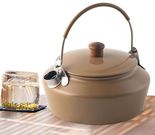 Whistling Tea Kettle - Stainless Steel Tea Kettle, 1L Vintage Stainless Steel Ketles, Small Stove top Teapot with Ergonomic Handle, Heat Proof Food Grade Stove, Kitchen Coffee Cooker for Camping