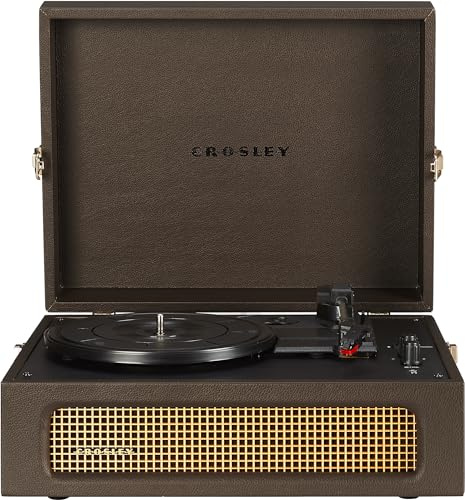 Crosley CR8017B-CO Voyager Vintage Vinyl Portable Record Player with Bluetooth in/Out and Built-in Speakers, Cocoa
