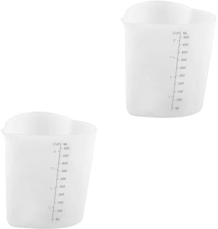 Cabilock 2 Piezas vaso medidor de 500ml prácticos vasos medidores taza medidora blanca tazas medidoras de herramientas taza de gel de sílice taza medidora en forma de corazon