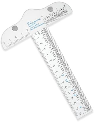 6 Zoll/ 15 cm Junior T Square Kunststoff Transparent T-Lineal Messungen abgestuftes T-Lineal Zoll metrisches T Quadrat Transparentes Acryl-T-Quadrat-Lineal