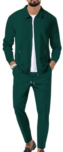 aromm HommeSurvêtements Waffle Manches Longues Zipper Veste & Pantalon Ensemble de 2 Pièces pour Decontracté Sport Travail