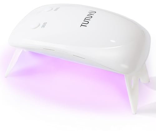 TUTUYU Séchoir à ongles UV LED blanc 12 W avec minuterie 30 s/60 s, 6 perles LED, mini lampe portable pour vernis à ongles en gel et autocollants en gel