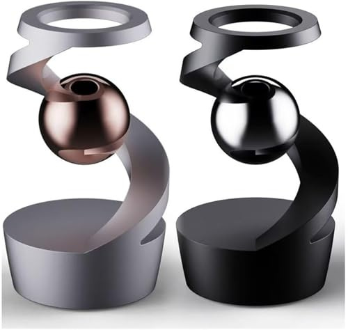 Schwerkraft-Trotzendes Kinetisches Schreibtischspielzeug | Gyroskop mit Perpetuum Mobile | Hypnoball-Dekoration zur Stresslinderung | Stilvolle Schreibtisch-Deko für Männer und Büro,2PCS,Silver