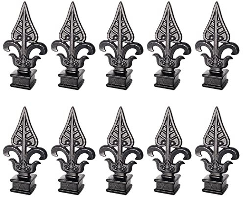 CHFYIJYHM 10 Stück Zaun-Dreizack-Endstücke, 25 x 25 mm, Aluminium, schwarz, viereckig, ausgestellt, for Eisen-Lattenzaun, Hof, Garten, Rasen, Dekoration