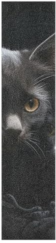 KAAVIYO Coole Schwarze Katzen Muster Skateboard Griptape Rutschfest Selbstklebend Longboard Griptapes Aufkleber Griffband(9x33in,44x10in 1pcs)