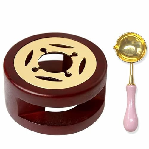 Forno di Fusione Cera Sigilli,Pentola Riscaldante con Cucchiaio,Ceralacca Kit Forno di Fusione Ceralacca,Scalda Sigilli di Cera,Per Sigillare Buste,Inviti di Nozze,Confezioni Regalo (Rosso Retrò)
