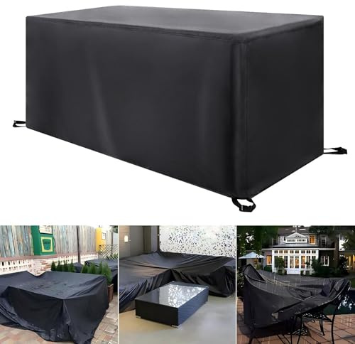 ZDLLDZ Rectangular Outdoor Furniture Covers 210x140x90cm/LxWxH Garden Table Cover Square, 420D Oxford Fabric Patio Table and Chairs Cover, Anti-UV, Tear, Waterproof Garden Furniture Cover