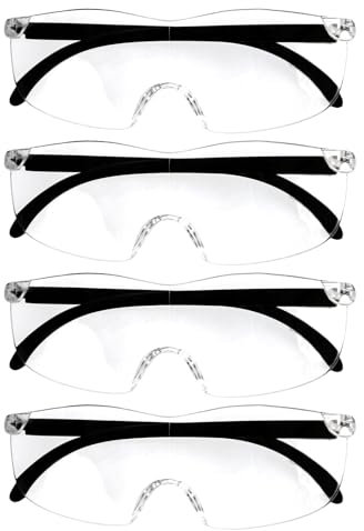 Magnifying Glass - Lente d'ingrandimento per occhiali da vista, 4 pezzi, 300%, 500%, 800%, 1000%, lente d'ingrandimento per lettura, occhiali per chi porta occhiali, dentista, anziani, lettura, cucito