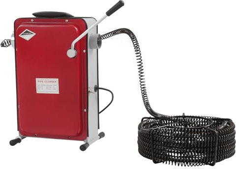Macchina per la pulizia dei tubi elettrica da 390 W per tubi ø20 – 130 mm, spirale per la pulizia dei tubi con 6 testine di taglio e spirale da 14,5 m, 400 giri/min, pulitore per tubi