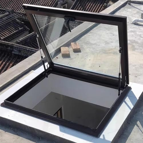 Skylight Windows for House Roof, Hand Skylight Residential with Tempered glass and Aluminum alloy frame, Clear Roof Window for Basement, Sun Room and Outdoor Attic Entry, Customizable(70x100cm/27.6x39