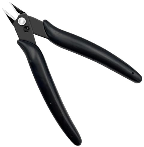 Micro Wire Cutters 5.24 Inches Wire Snips Flush Cutters Spring Loaded Side Cutter High Carbon Steel with PVC Soft Grip, for 3D Print, Plastic Models, Jewellery, Electronics,Craft DIY(Black)