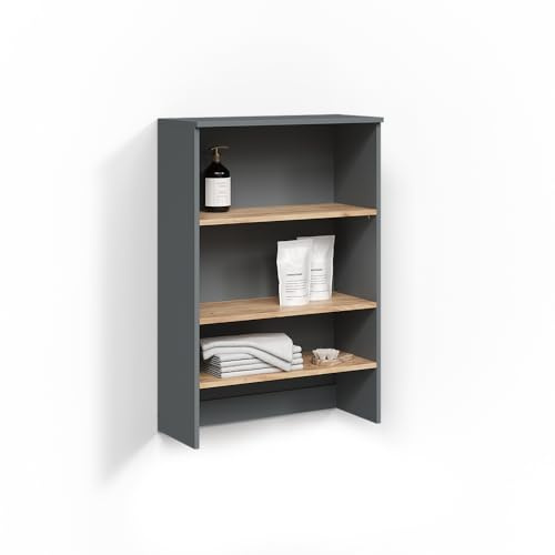 Livinity Mobiletto per lavatrice Paolina, Antracite/Rovere dorato, 68 x 100.4 cm con ripiani aperti