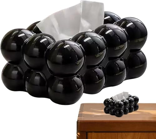 Taschentuchbox Bubble Zuckerwatte - Modernes Design Kosmetiktücher Box Tücherbox Taschentuchspender Dekorative Halter für Taschentücher für Badezimmer Küche Wohnzimmer (Schwarz, Ohne Sohlen)