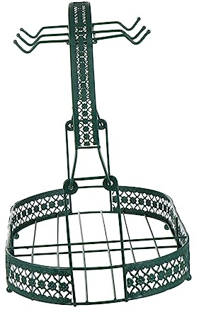 LALADEFIEE Porte-tasses en Fer Forgé Vert Anti-chute Finition Polie Lisse, Support Européen Classique pour Service à Thé, Organisateur Cuisine Pratique