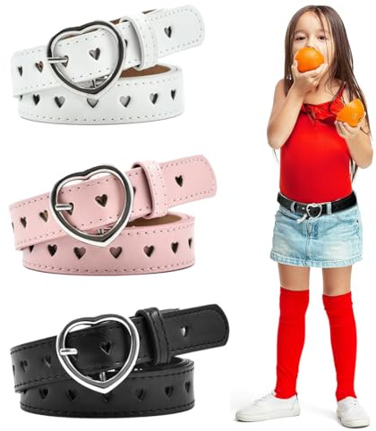 OIXEYA 3 Pezzi cintura bambina bambino, cintura in pelle PU, cintura regolabile in vita per jeans e vestiti