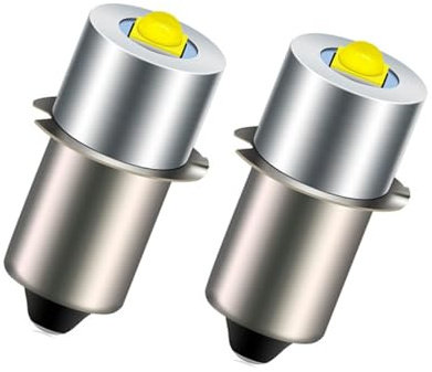 P13.5S LED Ersatzlampe für Taschenlampen & Scheinwerfer, 3W 6-24V DC Hochleistungs-LED, Kompatibel mit Maglite/Ledlenser, 2er Pack(White 6000K)