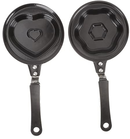 FUNNETOYU 2Pcs Non-Stick Heart-Shaped Frying Pans for Breakfast Mini Pancake and Egg Cookware with Heat-Resistant Handles Daily Use Kitchen