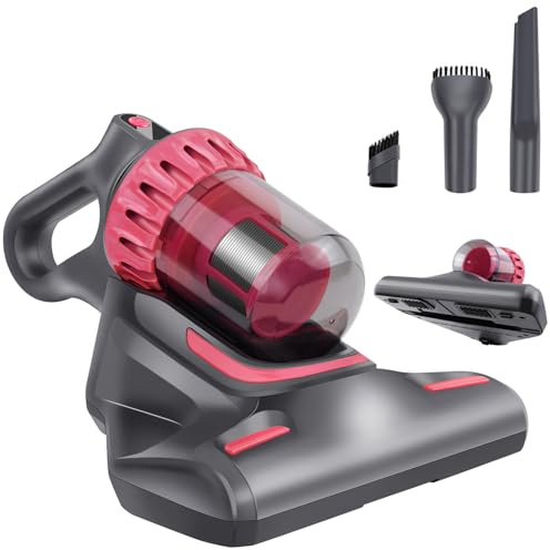 Cordless Bed Vacuum Cleaner with UV Light, HEPA Filter, Battery, LED Screen, 10000Pa Powerful Mite Removal Mattress Vacuum Cleaner for Allergy Sufferers, Hand held Electric Mattress Cleaning Machine
