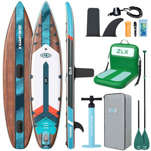 ZLX Stand Up Paddling Board 350x83cm, anfängerfreundliches SUP Board mit Abnehmbarer Mittelfinne für Stabilität oder Geschwindigkeit, Touren Stand Up Paddle für alle Könnerstufen, 200kg Tragkraft