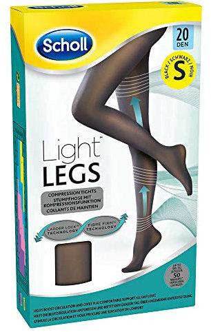 Scholl Light Legs Strumpfhose - Damen-Strumpfhose mit Kompressionsfunktion und Anti-Laufmaschen-Technologie - 1 Paar, 20 DEN, schwarz, S