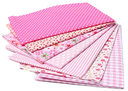 7 Stück Baumwollstoff Stoffpakete Baumwolle Stoffreste Pink 50x50cm | Stoffe zum Nähen, Patchwork Stoffe DIY Basteln Handwerken, Puppenkleidung