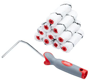 ProDec Advance 11 pezzi da 4 pollici in microfibra a pelo medio con telaio per una verniciatura liscia con pitture a emulsione e tinte per legno su pareti interne, soffitti e legno, 4.