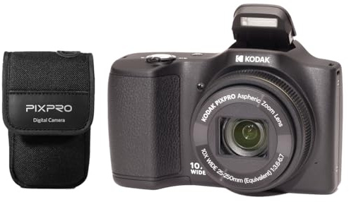 KODAK Pixpro FZ102 - Fotocamera digitale compatta da 16,5 megapixel con custodia, colore: Nero