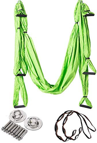 DAIHAN Yoga Hamaca Columpio Trapecio Set Anti Gravedad Ultra Fuerte Cómodo Ejercicios Fitness Flexibilidad Núcleo Fuerza Pérdida de Peso Verde M