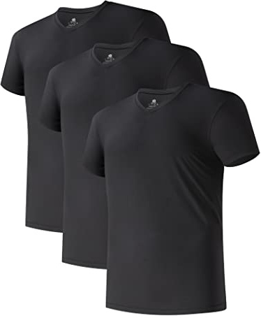 DAVID ARCHY Herrvästar undertröjor med ultimat mjuk flerpack kortärmade underkläder västar, Svart*3 (Micro Modal)-v, L