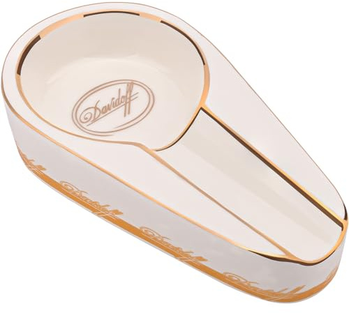 kepfire Cigar Ashtray for Outside Patio White Small Handmade Luxury Gilt Ceramic Portable Travel Ash Tray Bar Home Decor Ashtrays
