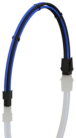 LINKUP - AVA 50cm EPS 4 Pin CPU ATX Motherboard PSU Power Supply Braided Sleeved Custom Mod PC Extension Cable w/Combs | Strong & Stiff Design | Single Pack | 500mm - BlueBlack