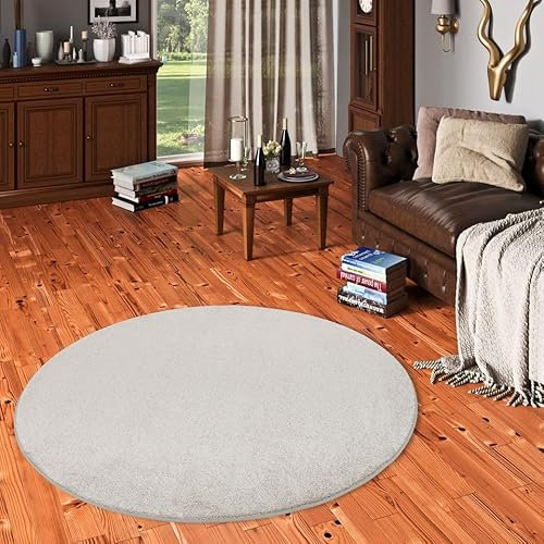Snapstyle Hochflor Luxus Velours Teppich Touch Silber Rund in 7 Größen