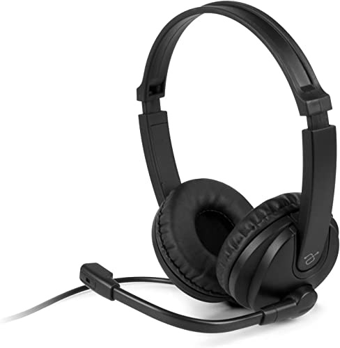 Aluratek Wired USB Stereo Headset AWHU02FB –Over-Ear Headphones, with Noise Cancelling Boom Mic Built-in Microphone, Hi-Fi Sound, Hearing Aid Headband, Soft Earpads Ideal for Gaming, Calls, and Music
