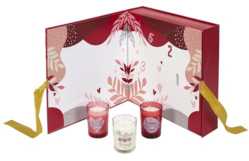 HOME DECO FACTORY - BO5481 - Bougie Parfumée X5 Calendrier Maman - Hauteur : 6.2 cm