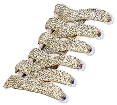 GIVBRO Glitzer-Schnürsenkel, geflochtene, flache Schnürsenkel, Seile, Schuhzubehör für Freizeitschuhe, Sneaker, Dekoration, Hellgold, 120 cm