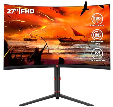 Konix Drakkar Curved Gaming Monitor Shadow 27“ PC, PS5, Switch 2 und Xbox - FHD-Auflösung 1.080 px - Frequenz 180 Hz - Antwort 1 ms - VA-Platte