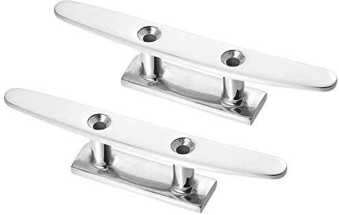 X AUTOHAUX 2pc 6 Stainless Steel Flagpole Cleat Hook Boat Deck Rope Cleats | Stainless Steel, Universal, Long Lasting, Durable Material, Direct Replacement
