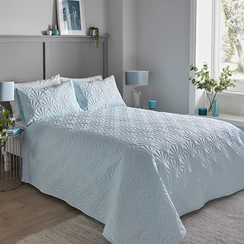 Dreams & Drapes CVADEKHUPO Polyester Serene Cavali Pinsonic Bedspread, Duck Egg, 200cm x 230cm