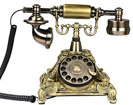 CERRXIAN Telefono antico rotante, resina imitazione rame retro piatto fisso telefono decorazione casa ufficio telefono (colore rame - 117AS)
