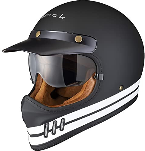 Black Royale Pureline Retro Motorcycle Helmet L Matt Black