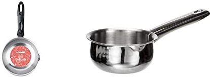 IBILI - Cazo inox con pico clasica, 12 cms, Acero inoxidable, Apto para induccion & Cazo bombado prisma, 10 cms, Acero inoxidable, Apto para induccion