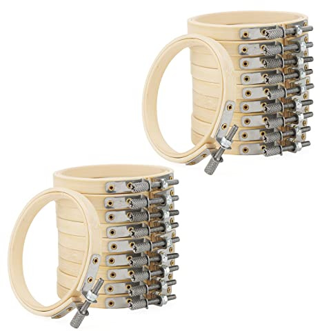 MANCHAP Confezione da 20 cerchi da ricamo 8 cm, mini telaio da ricamo 8 cm, anelli da ricamo regolabili, cerchi in bambù per punto croce per lavori artigianali