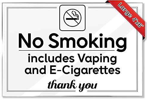 Essentials For Hosts - No Smoking Sign - 4x6 Acrylic Sign w/Mounting Tape Included - Great No Smoking Signs for Business - Rental Home Necessities - No Smoking Signs for Home Door Sign