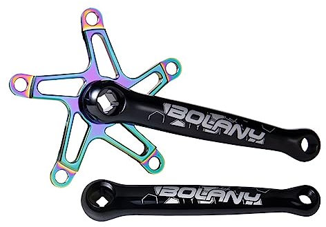 MIRODO Kurbelgarnitur aus Aluminiumlegierung, Faltrad-Kurbelarm-Set, 130 BCD, 170 mm, Fahrrad-modifizierte Vierkant-Loch-Kurbel, fünf Klaue (Color : Dazzle)