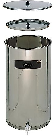 Speidel Edelstahlfass Saft 170 Liter mit Auslaufhahn, Saftfass 170l für Most, Wein, Likör und Obstsaft, Edelstahlbehälter mit Öl Schwimmdeckel, Saftlagerung, Fass zum Säfte lagern, Hahn zum Zapfen